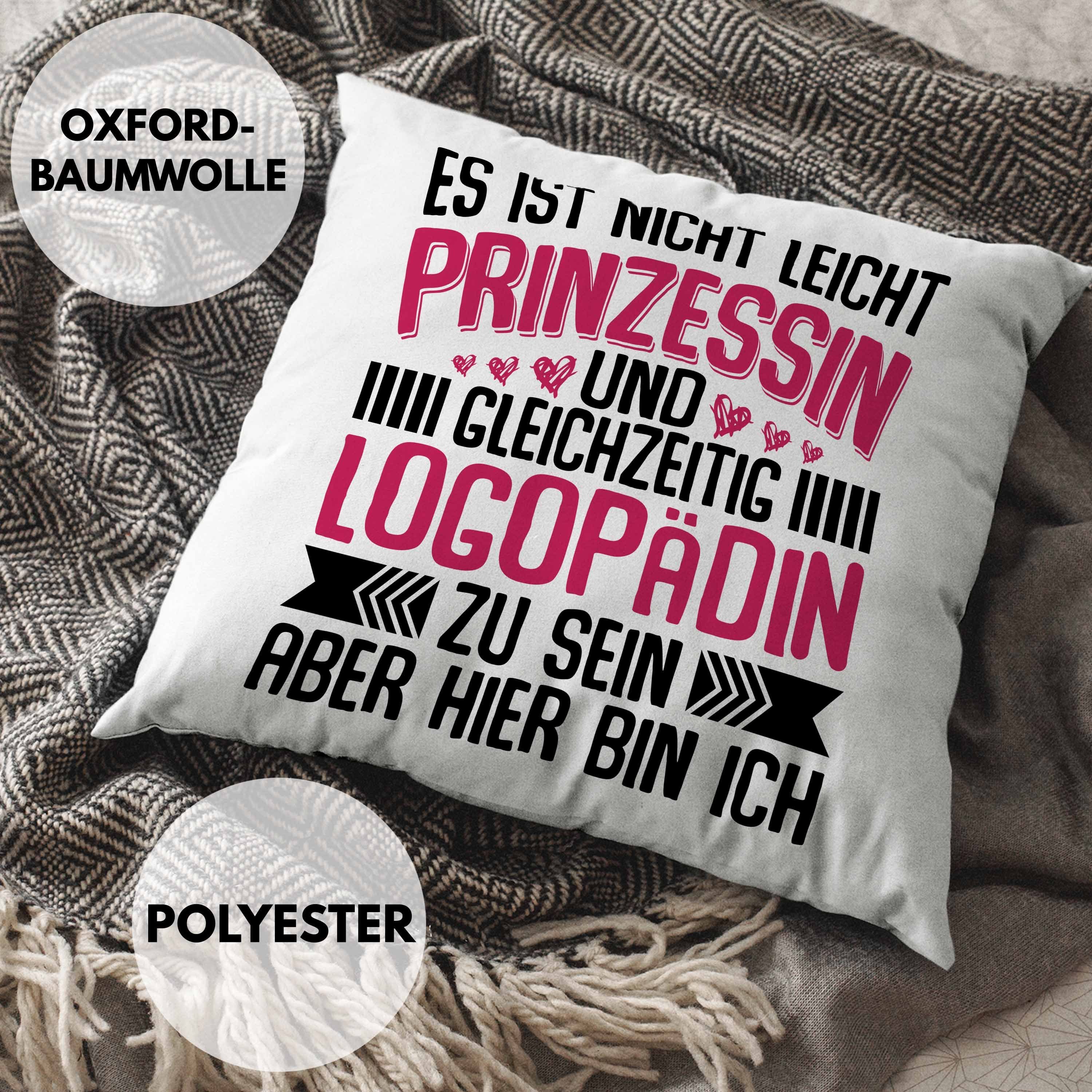 40x40 Trendation Logopädie Kissen mit - Geschenk Trendation Dekokissen Logopädin Spruch Grün Dekokissen Füllung