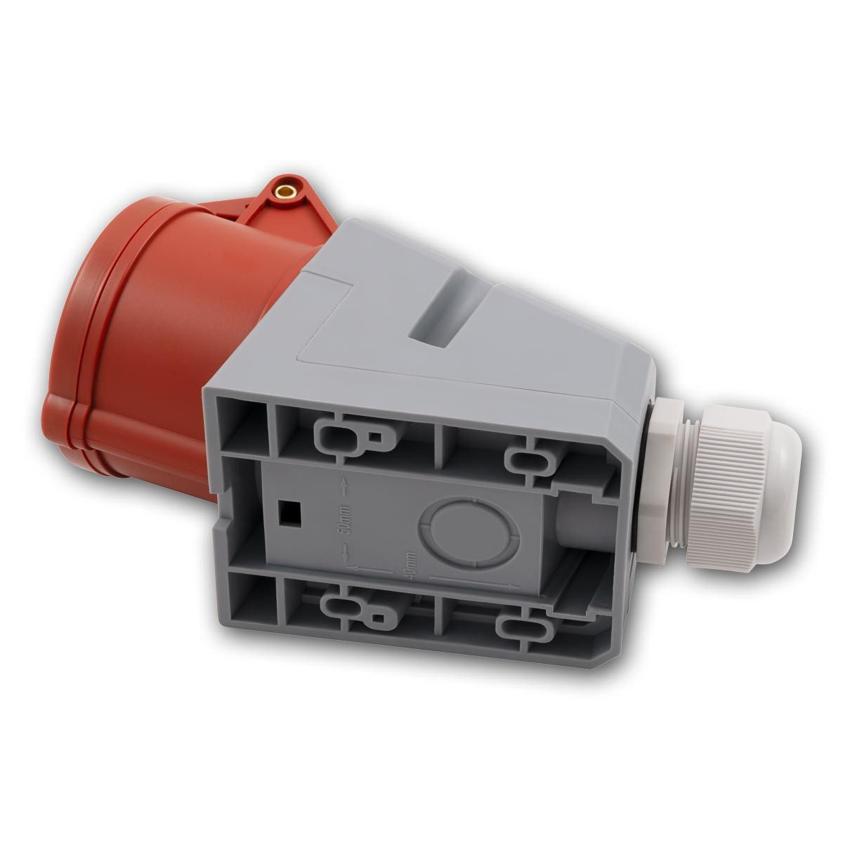 McPower CEE-Stecker CEE-Wandsteckdose AP, 16A/415V, IP44, rot/grau