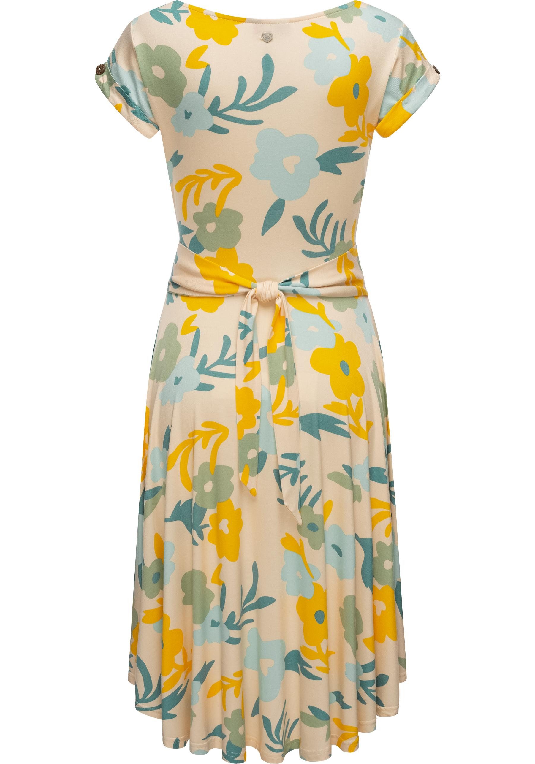 Ragwear Sommerkleid Yvone Flowers Leichtes Jersey-Kleid mit Taillengürtel