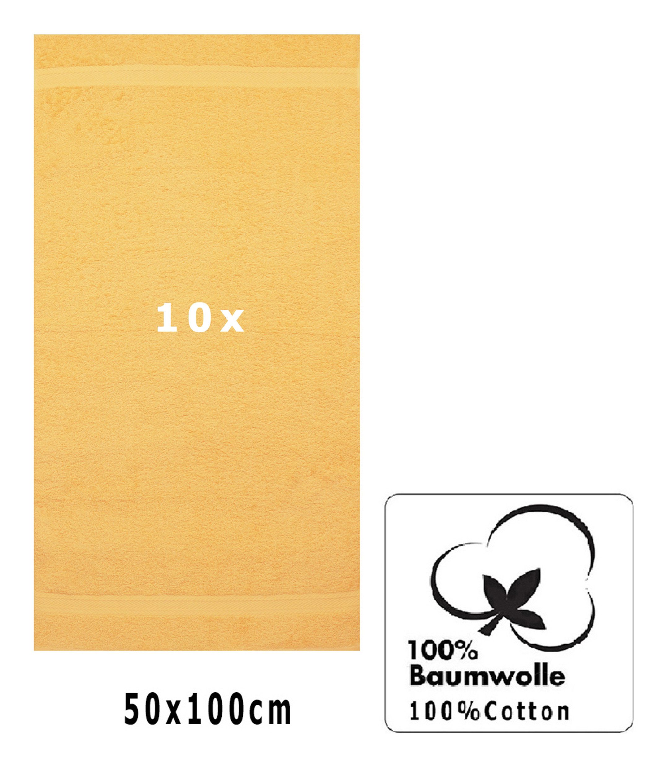 Betz Handtücher 10 Stück Handtücher Premium 50x100 cm Farbe honiggelb, 100% Baumwolle (10-St)