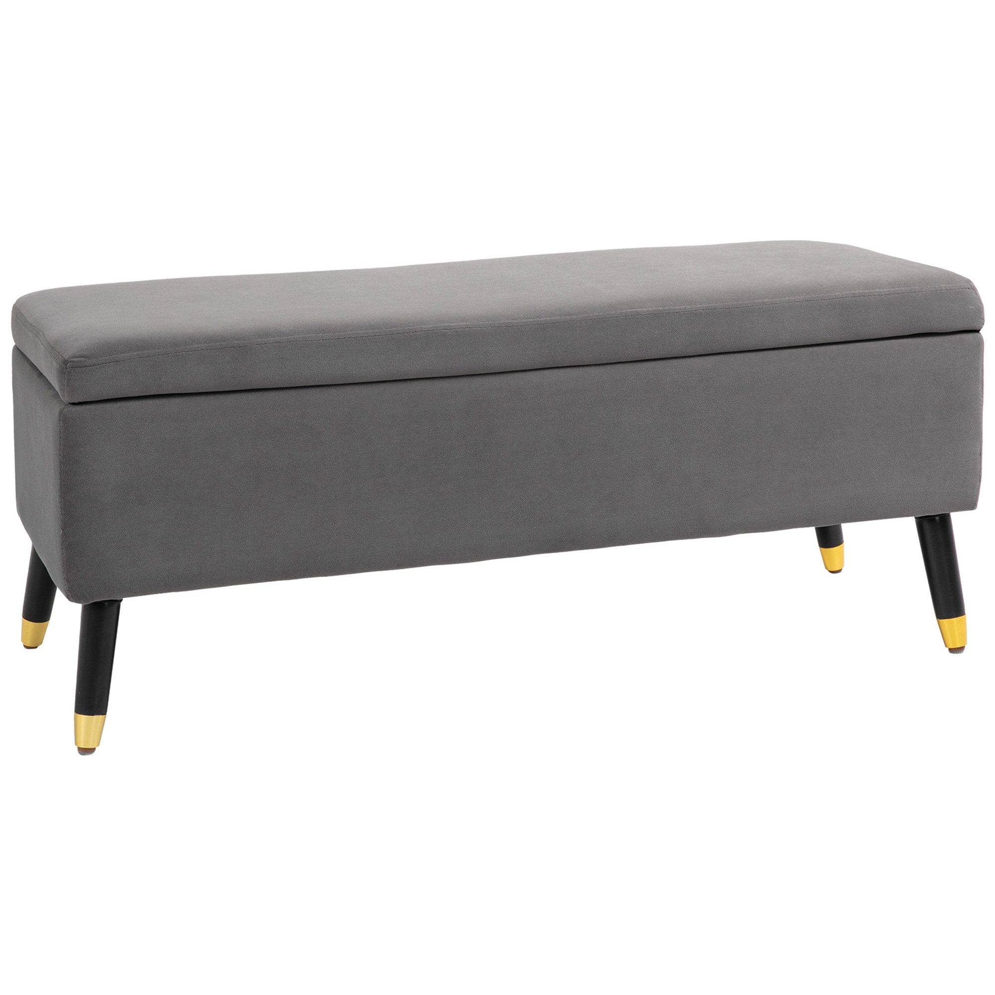HOMCOM Sitzbank Polsterbank, Stauraum, Metall, Schaumstoff (Aufbewahrungsbank, 1-St., Truhenbank), Kautschukholz, Kohlegrau, 110 x 43 x 45 cm. Reduzierter Preis € 66,90. Unverbindliche Preisempfehlung € 212,90