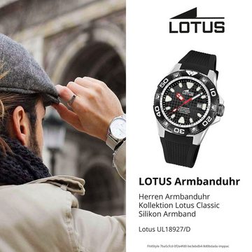 Lotus Chronograph Lotus Herrenuhr Silikon schwarz Lotus, (Chronograph), Herren Armbanduhr rund, groß (ca. 45mm), Edelstahl