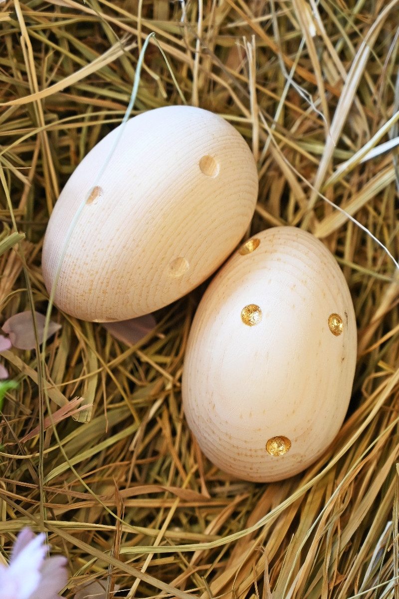 Demi Art Zirbenkissen Zirben-Ei - GEPUNKTET - natur, gold