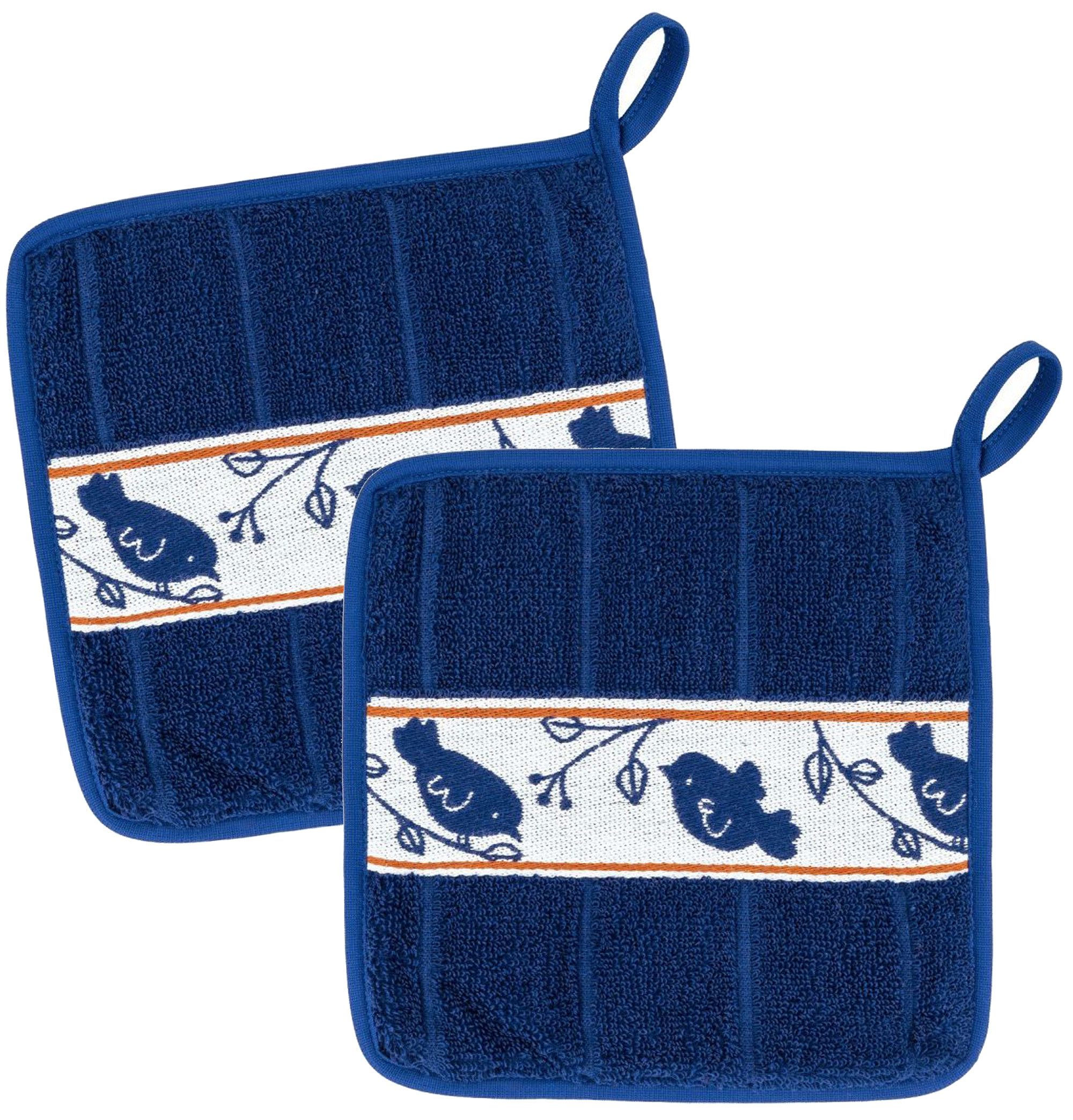 Kracht Topflappen Piepmatz, (2-tlg., 2-teilig), 2er Set Topflappen, Baumwoll Frottier, ca. 22x22 cm