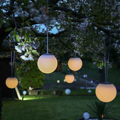 MARELIDA Hängeleuchte LED Solar Gartenkugel Kugelleuchte 20cm bis zu 8h Licht mit Aufhängung, LED Classic, warmweiß (2100K bis 3000K)