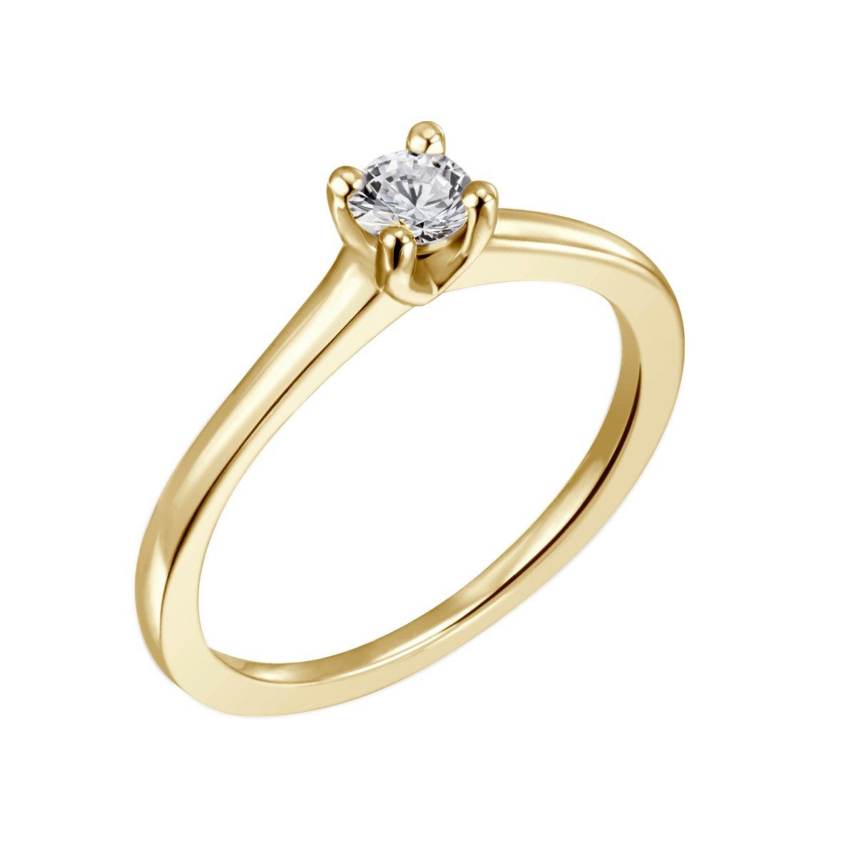 Reflexion Diamonds Solitärring Verlobungsring, 585er Gelb- oder Weißgold, 4er Stotzen, 0,20ct SI, Solitärring, 4er Stotzenfassung, 0,20ct W/SI