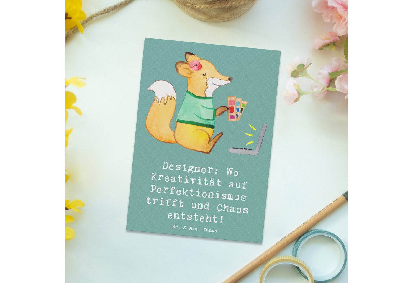 Thumbnail - Mr. & Mrs. Panda Postkarte Designer Magie - Meeresbrise - Geschenk, Perfektionismus, Grafik-Desi