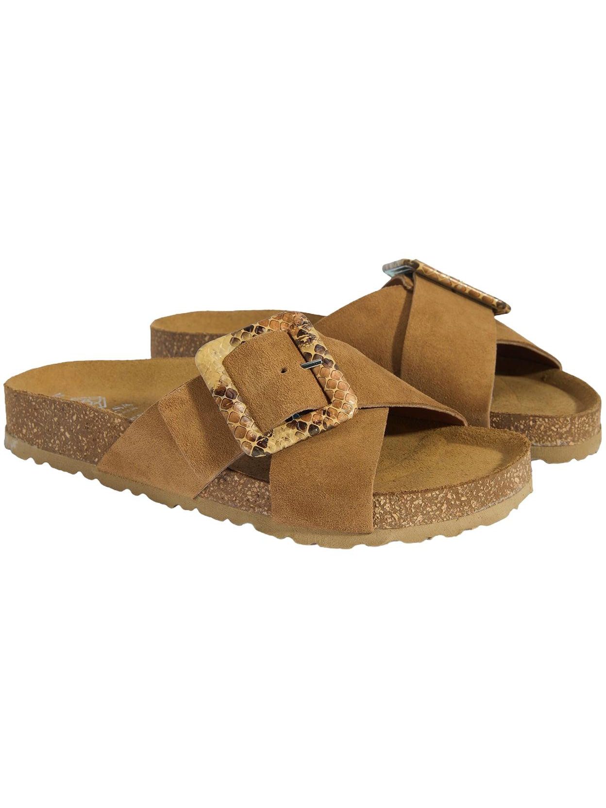 Damen-Slipper – Obermaterial aus Wildleder, Lederfutter, flacher Absa Slipper