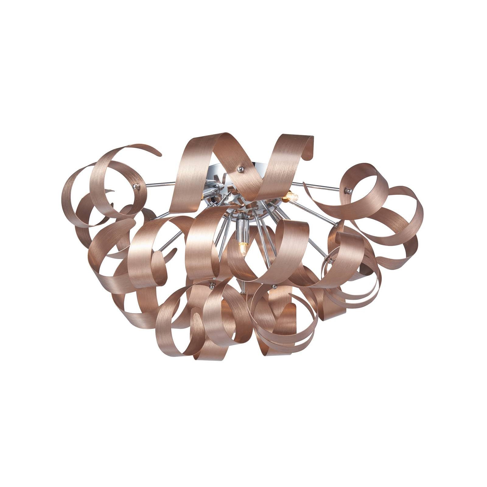 Lucande Deckenleuchte Kaelor, dimmbar, Leuchtmittel nicht inklusive, Design, Aluminium, satin Kupfer, 5 flammig, G9, Deckenleuchte, Lampe