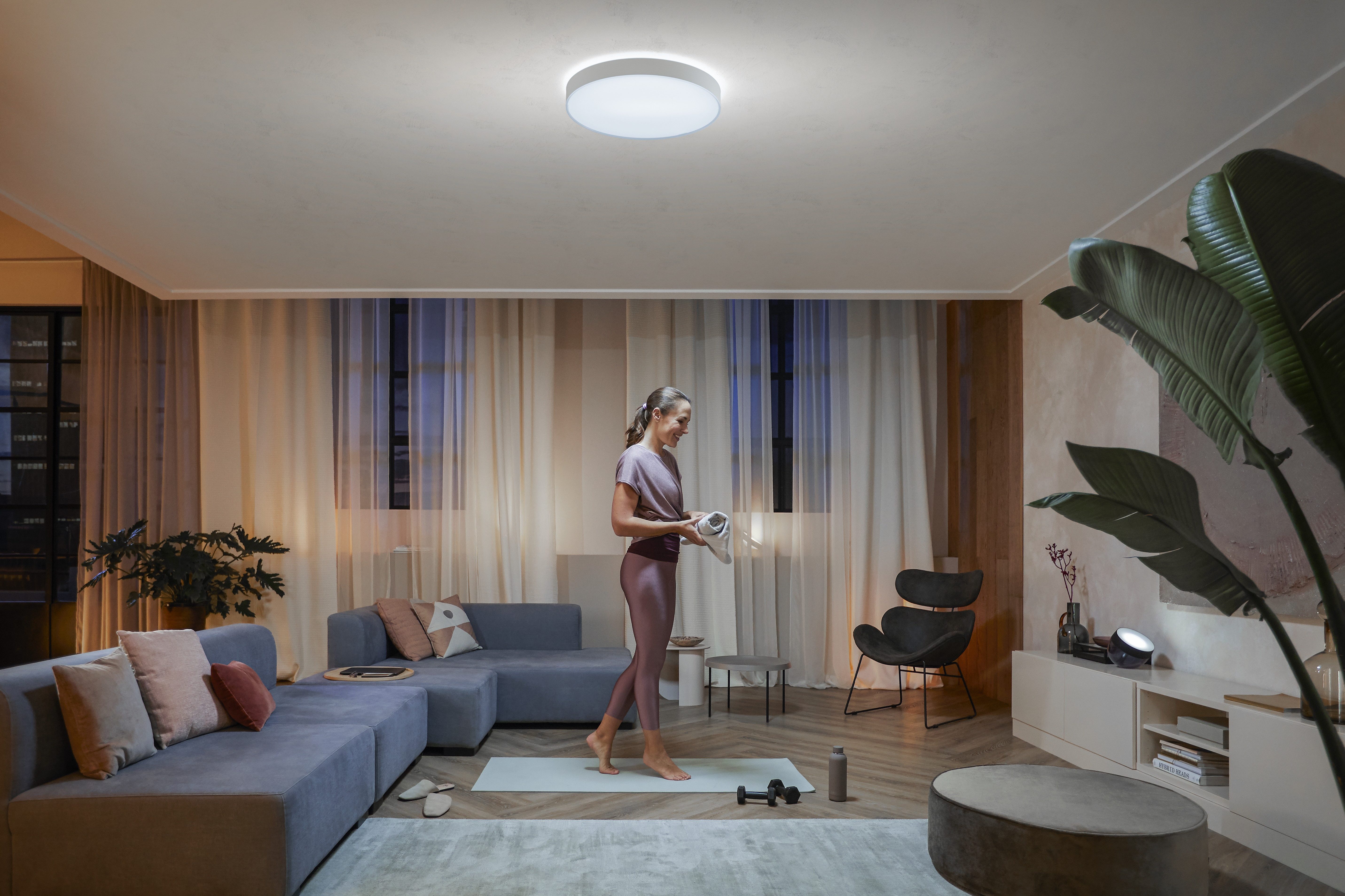 Philips Hue LED Deckenleuchte White Ambiance Enrave XL, 4750lm, schwarz, Abschaltautomatik, Bluetooth, CCT - über Fernbedienung, Dimmer, Dimmfunktion, Einschlafhilfe, Farbsteuerung, Farbwechsel, Fernbedienung, Infrarot inkl., Memory, nach Trennung vom Netz, Nachtlichtfunktion, Smart Home, Timerfunktion, Weckerfunktion, dimmbar über Fernbedienung, mehrere Helligkeitsstufen, LED fest integriert, warmweiß - kaltweiß, App- & Sprachsteuerung, Smart Home, versch. Weißtöne, Dimmschalter