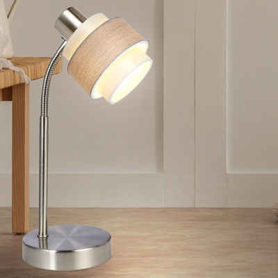 etc-shop Schreibtischlampe, Leuchtmittel nicht inklusive, VINTAGE Nacht Schreib Tisch Lampe Flexo Spot beige-grau Lese Leuchte