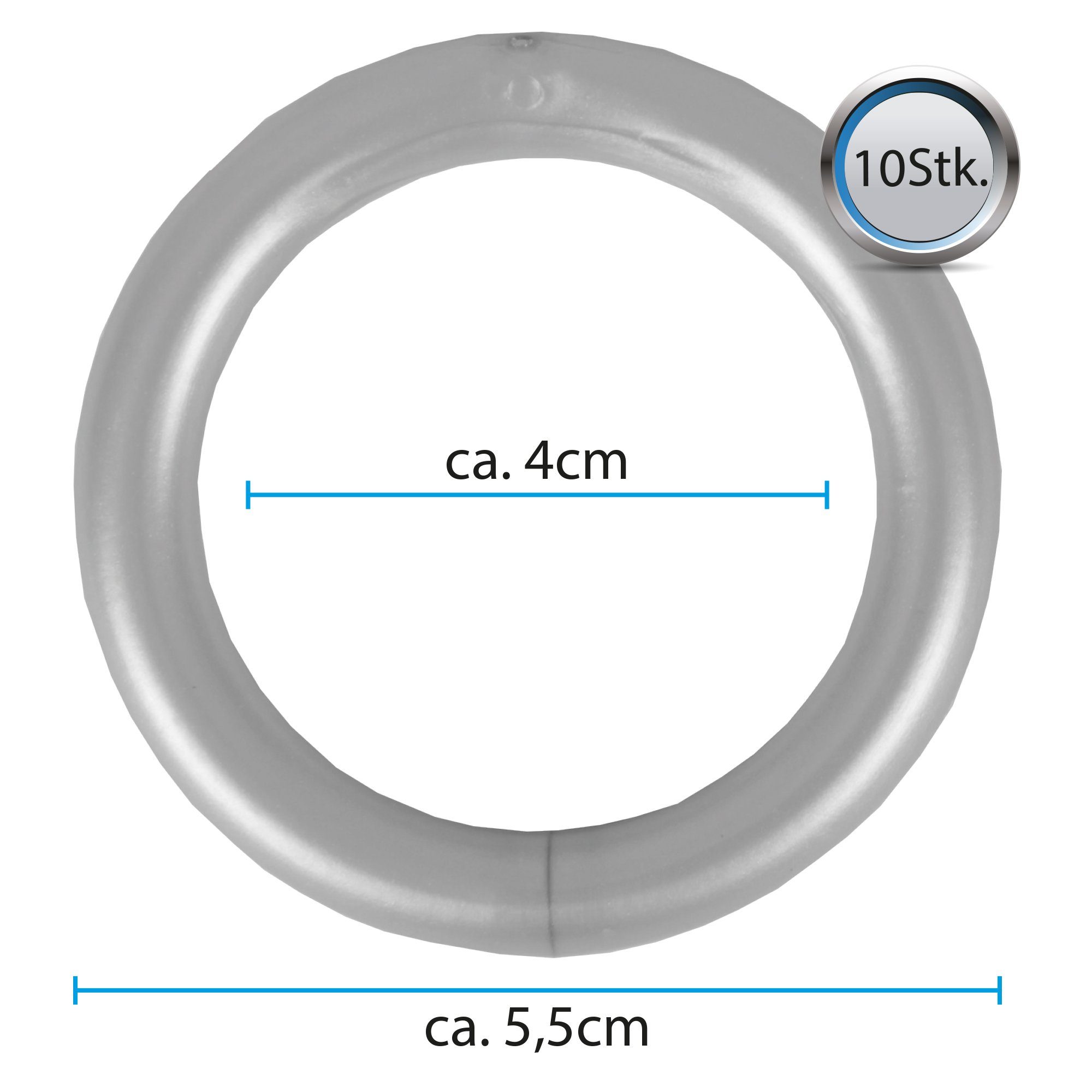 Gardinenstangenhalter, Bestlivings, Gardinenstange Vorhänge Ø40mm und Gardinenringe Ø, Gardinen 28mm (10-St), Grau für Faltenleghaken, (Innendurchmesser) bis inkl