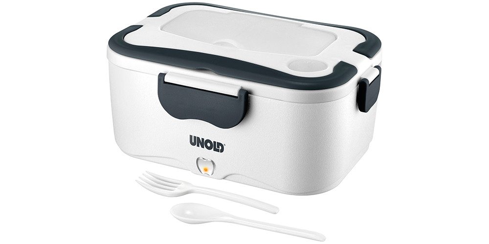 Unold Elektrische Lunchbox 58850, Brotzeitdose, Besteck, zum erwärmen warmer Speisen