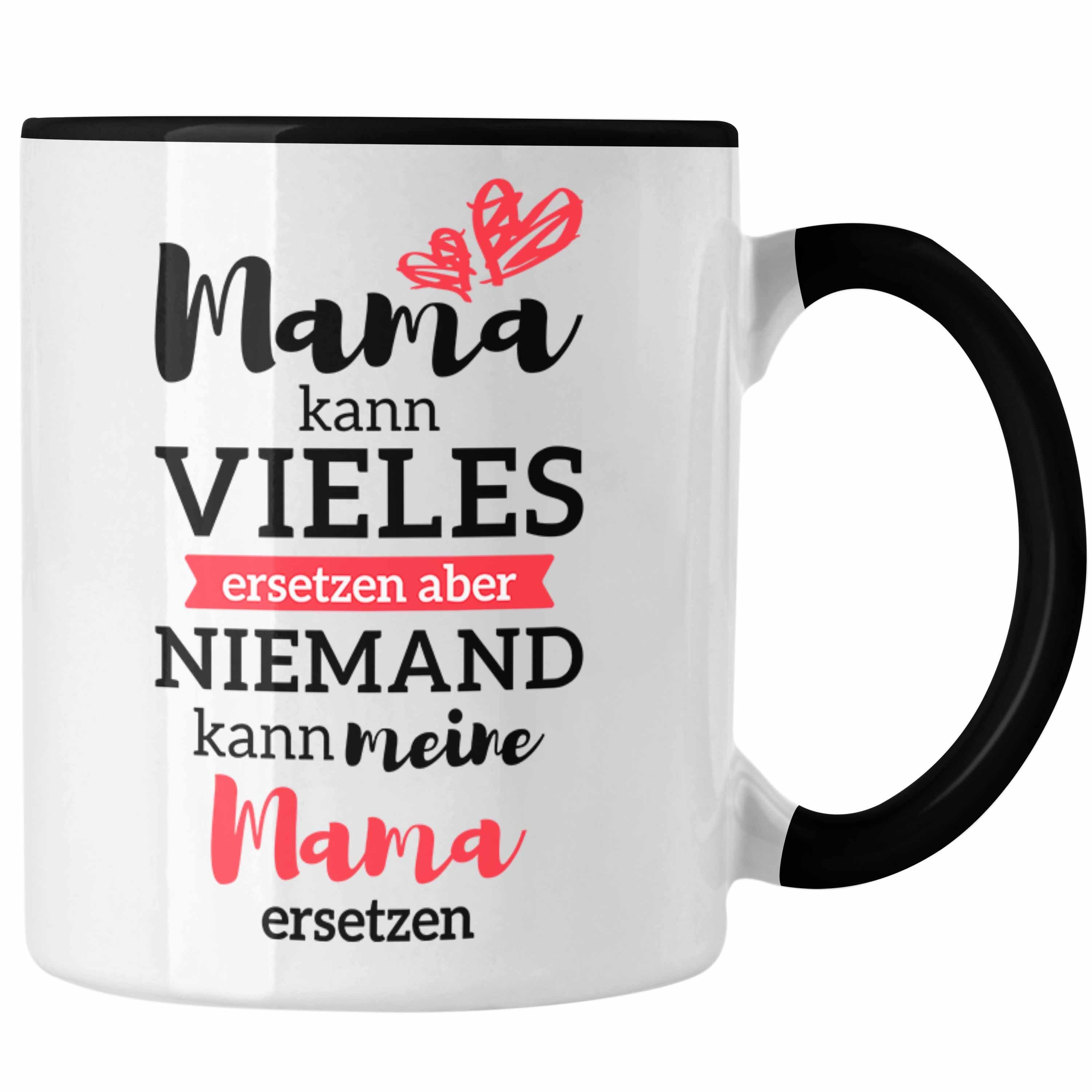 Trendation Tasse Trendation - Mama Tasse mit Spruch Geschenk Muttertag von Tochter Sohn Mutter Kaffeetasse Schwarz | Teetassen