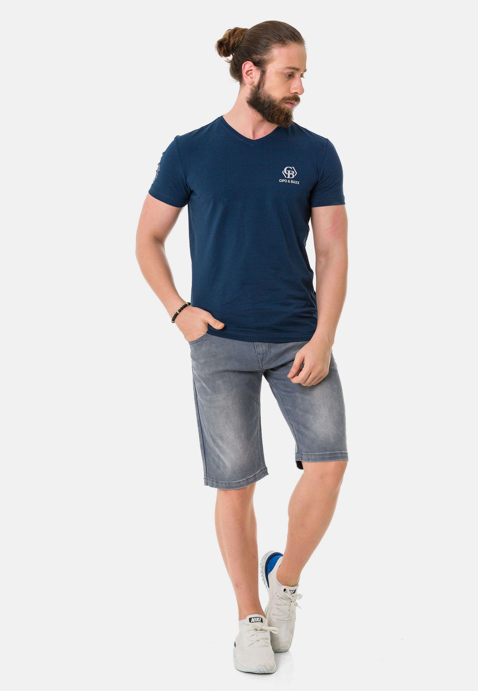 Markenlogos Cipo T-Shirt mit blau Baxx & dezenten