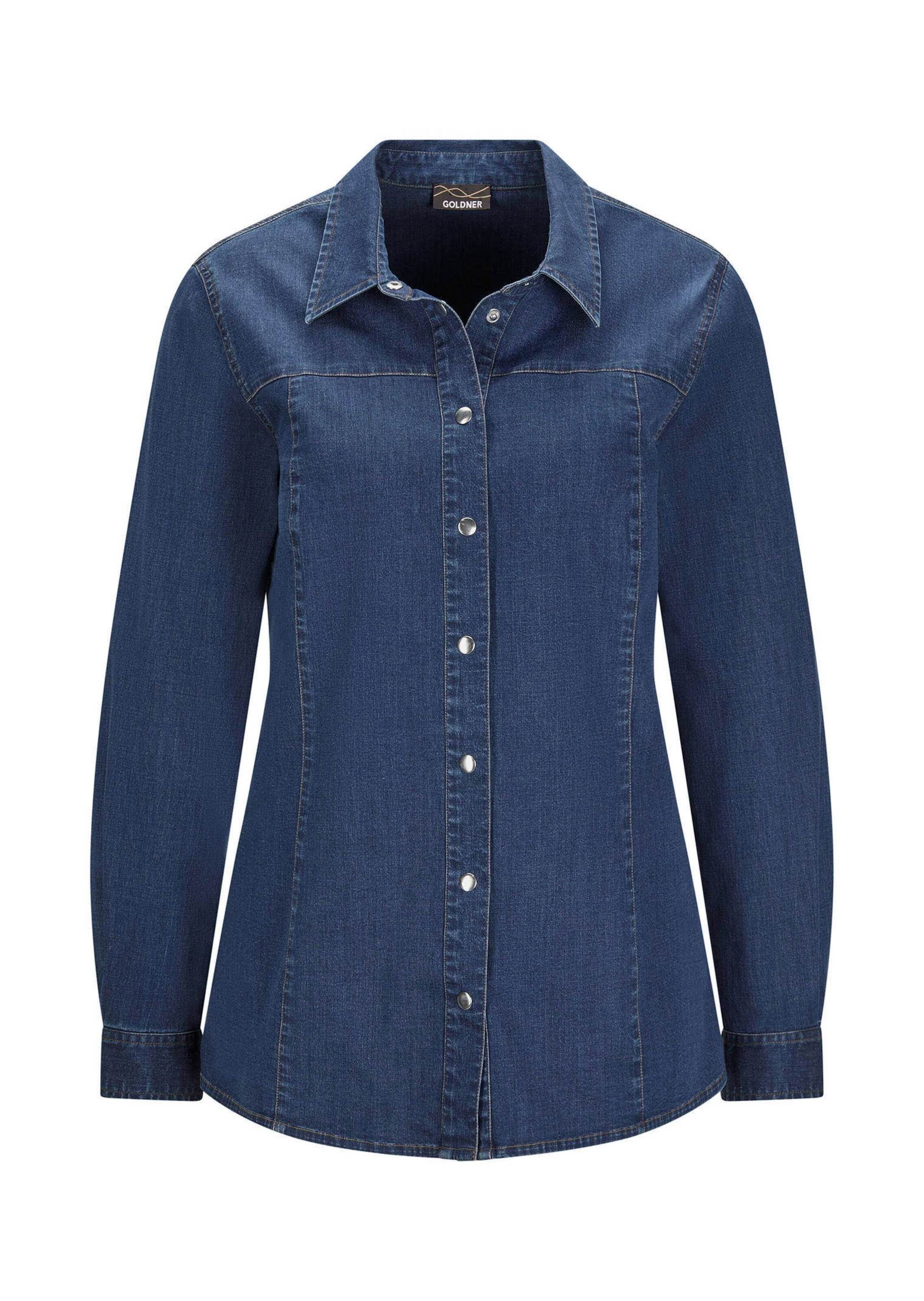 Hemdbluse Stilvolle Denim-Bluse mit Druckknöpfen