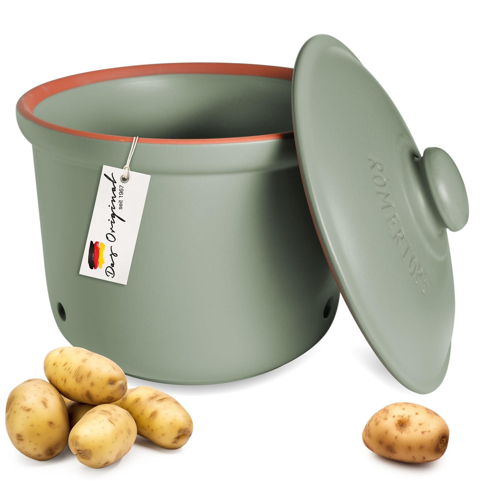 RÖMERTOPF Römertopf Frische-Topf MAXI PLUS - Kartoffeln Aufbewahrung 5,5 Liter, (Frischetopf & Deckel)