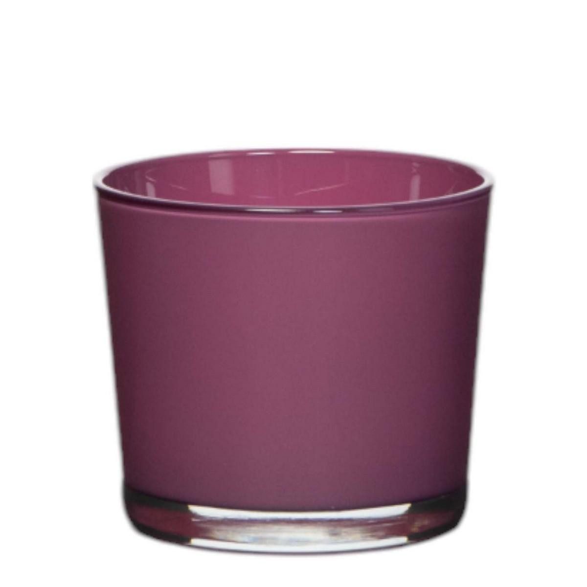 INNA-Glas Kerzenhalter Teelichthalter Halter ALENA, aus Glas, mauve, 9cm, Ø10cm