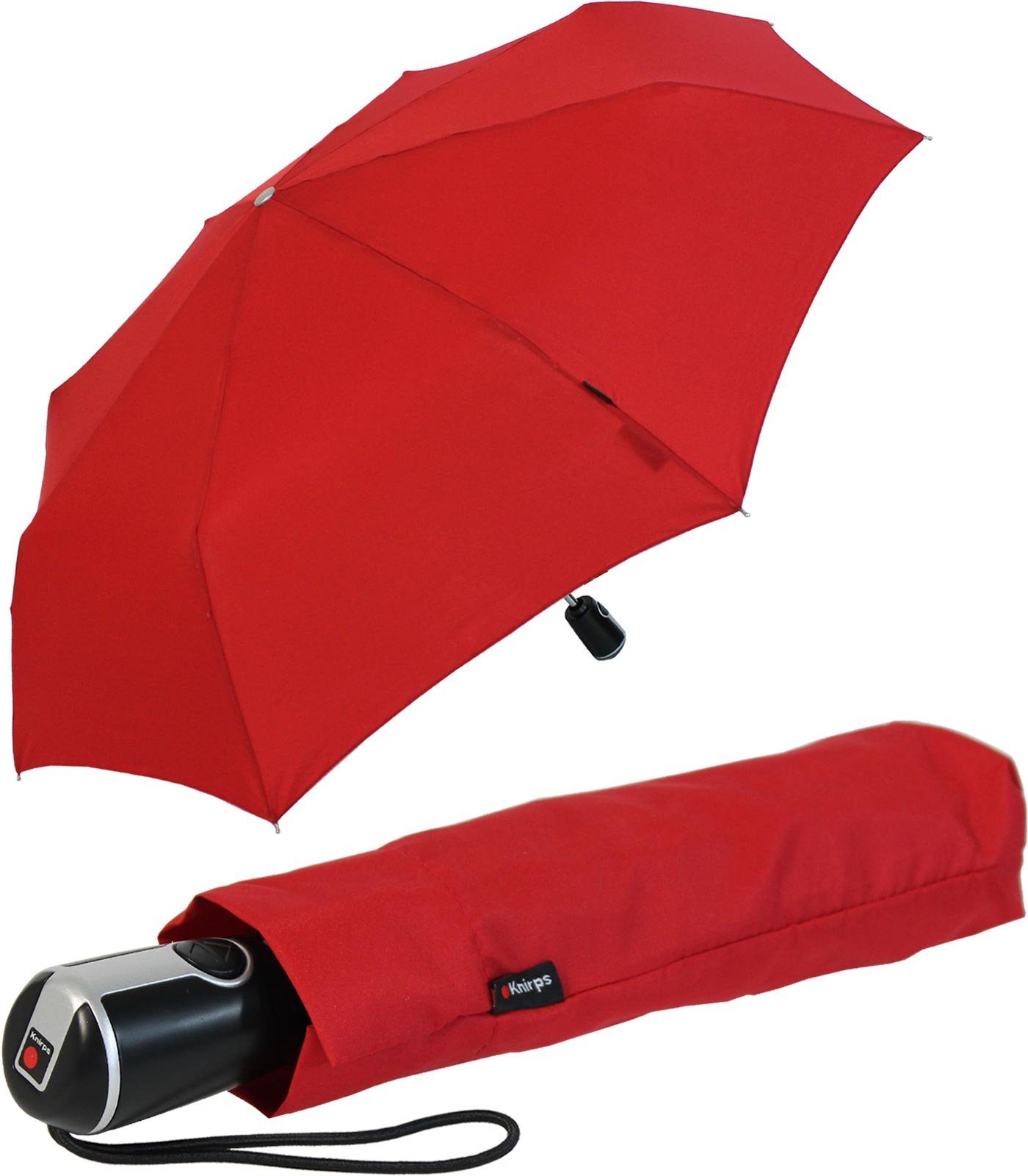 Duomatic Taschenregenschirm große, Begleiter mit stabile der Auf-Zu-Automatik, Knirps® rot Large