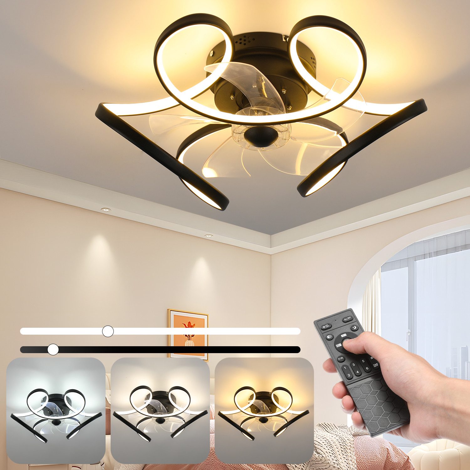 oyajia Deckenleuchte 47W Deckenventilator mit Beleuchtung günstig online kaufen