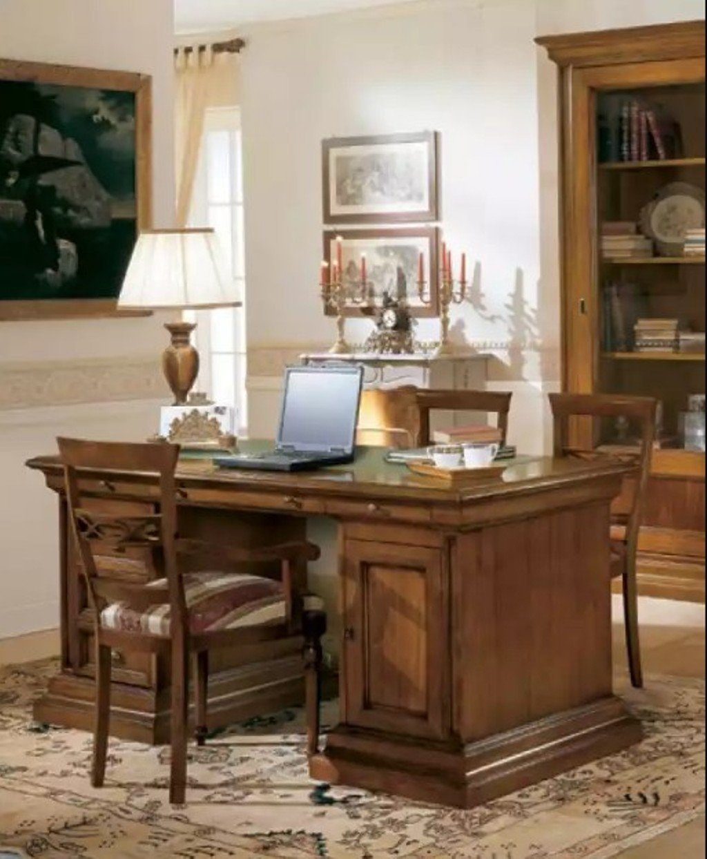 Wohnzimmer Made Schreibtisch Computertisch Braun 1x Design Klassische Stuhl), Europa + JVmoebel 1x Schreibtisch Schreibtisch (2-St., in