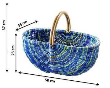 Kobolo Einkaufskorb Rattankorb in multicolor blau - 50x35x23 cm, 32 l