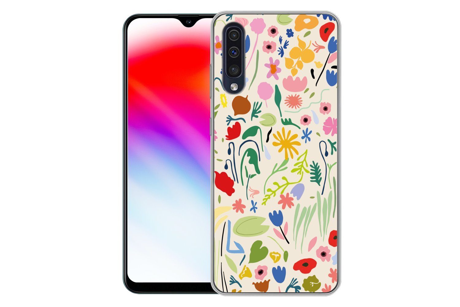 MuchoWow Handyhülle für Samsung Galaxy A50 Blumen - Muster - Pflanzen, Smartphone-Bumper, Print, Handy Schutzhülle Dünn