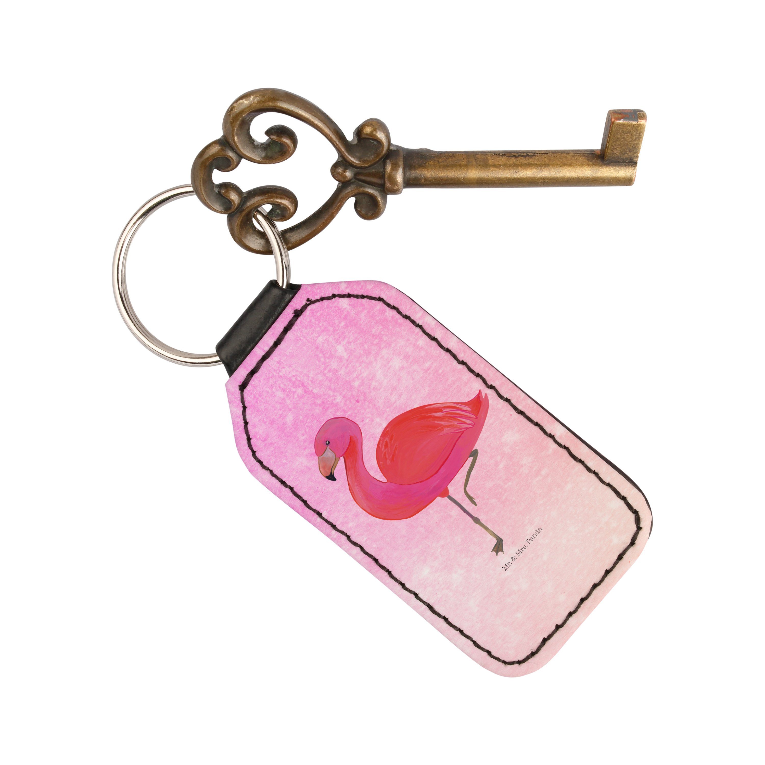 Mr. & Aquarell - Panda (1-tlg) Anhänger, Geschenk, Glücksbringer, Schlüsselanhänger Mrs. Pink classic - Flamingo