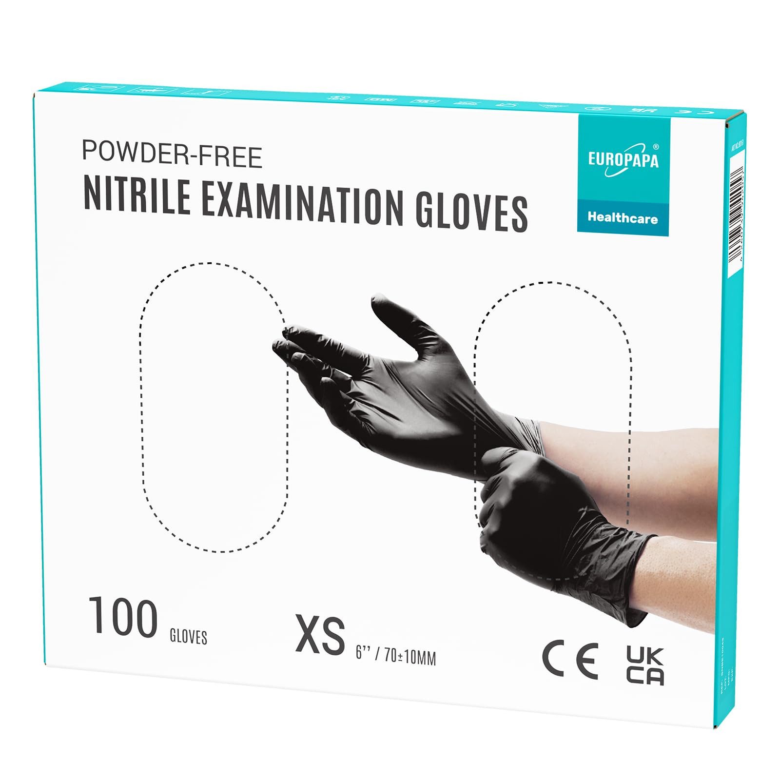 EUROPAPA Nitril-Handschuhe Medical Einmalhandschuhe Untersuchungshandschuhe (100 Stück, puderfrei ohne Latex, Gummihandschuhe) unsteril latexfrei disposible gloves