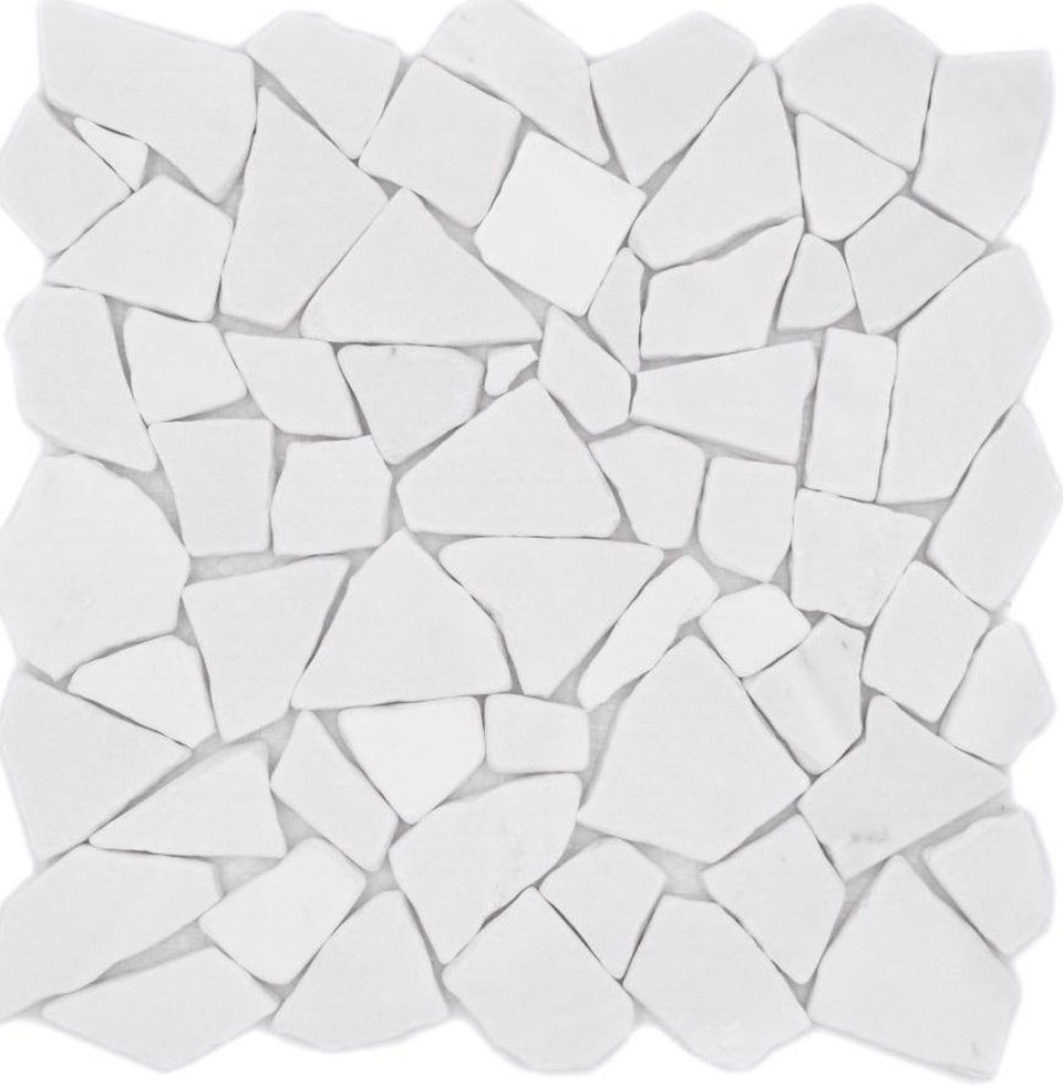Mosani Mosaikfliesen Bruch Marmormosaik Mosaikfliesen weiß matt / 10 Matten