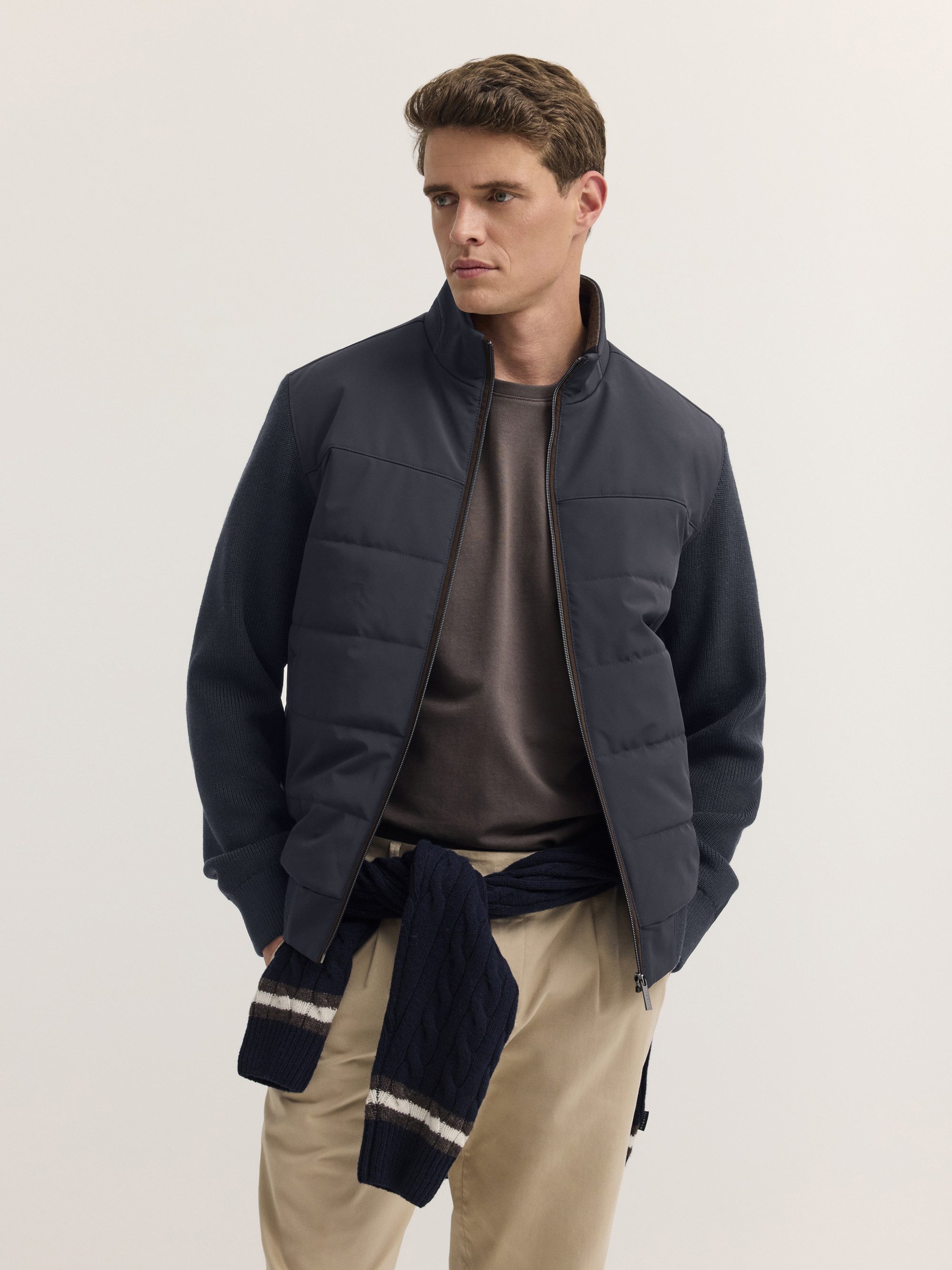 bugatti Strickjacke Regular Fit Regular Fit Hybrid Stehkragen