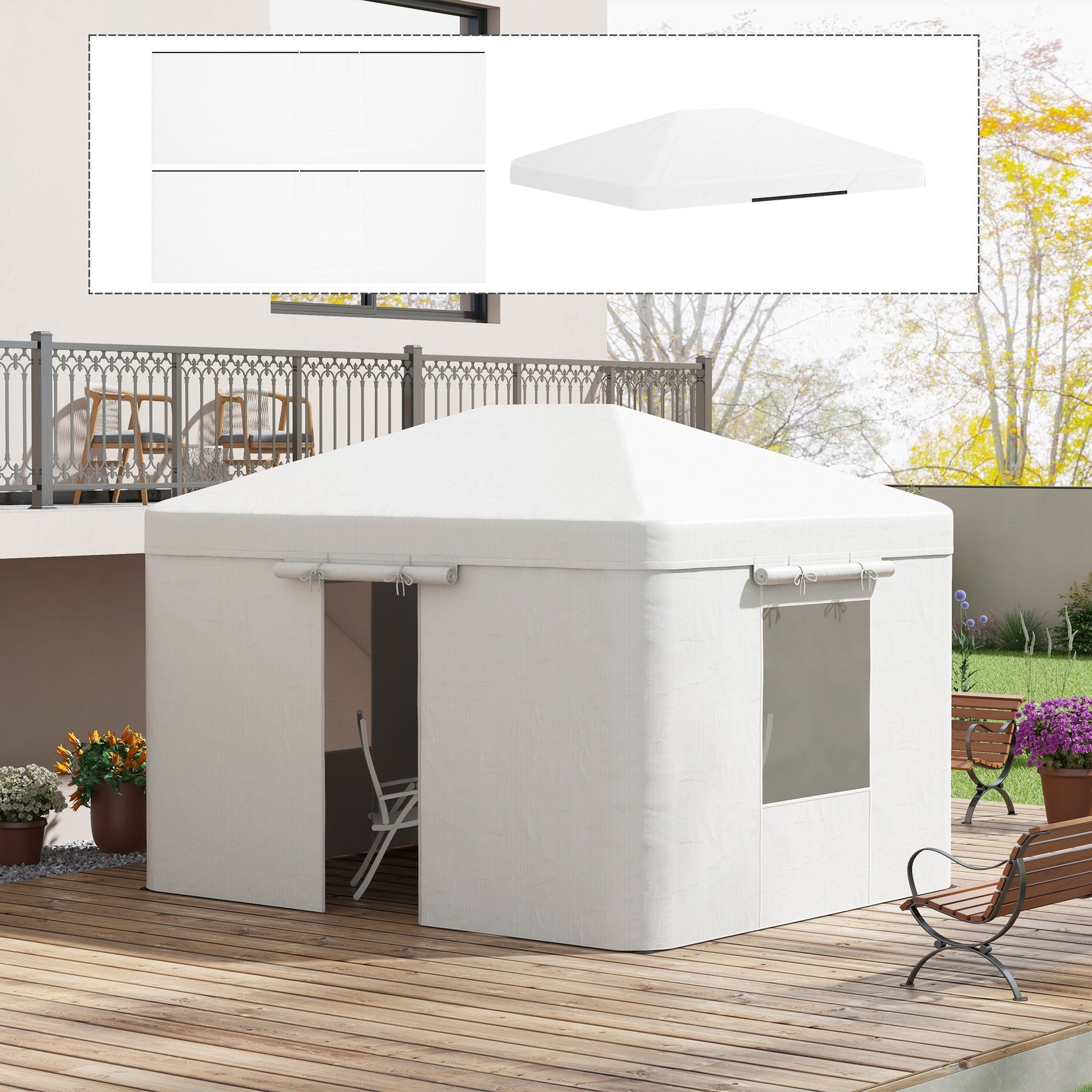 Outsunny Pavillon-Ersatzdach Ersatzdach-Set für Garten Pavillondach mit 2 S günstig online kaufen