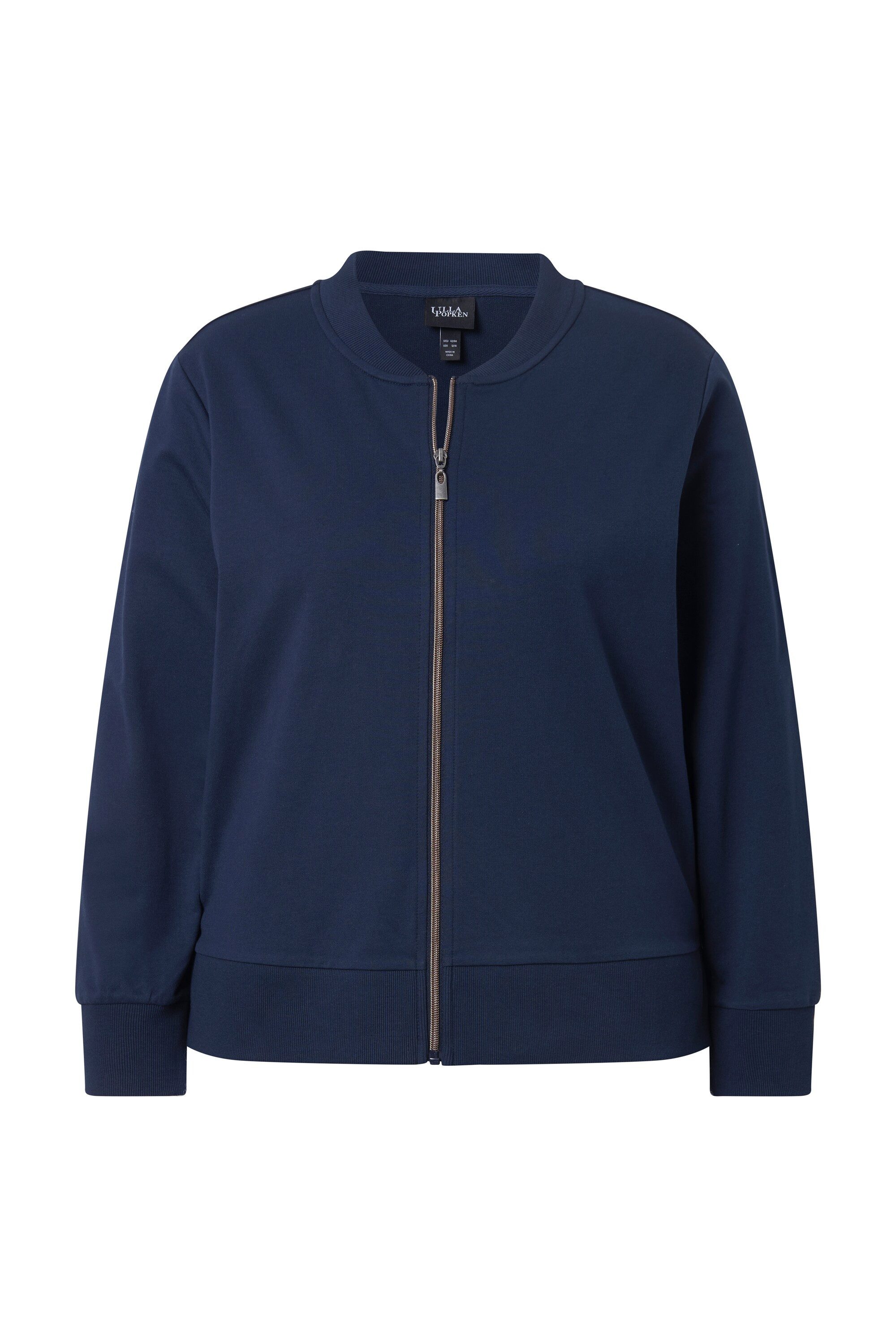 Ulla Popken Sweatjacke Sweatblouson Collegekragen kurz Langarm günstig online kaufen