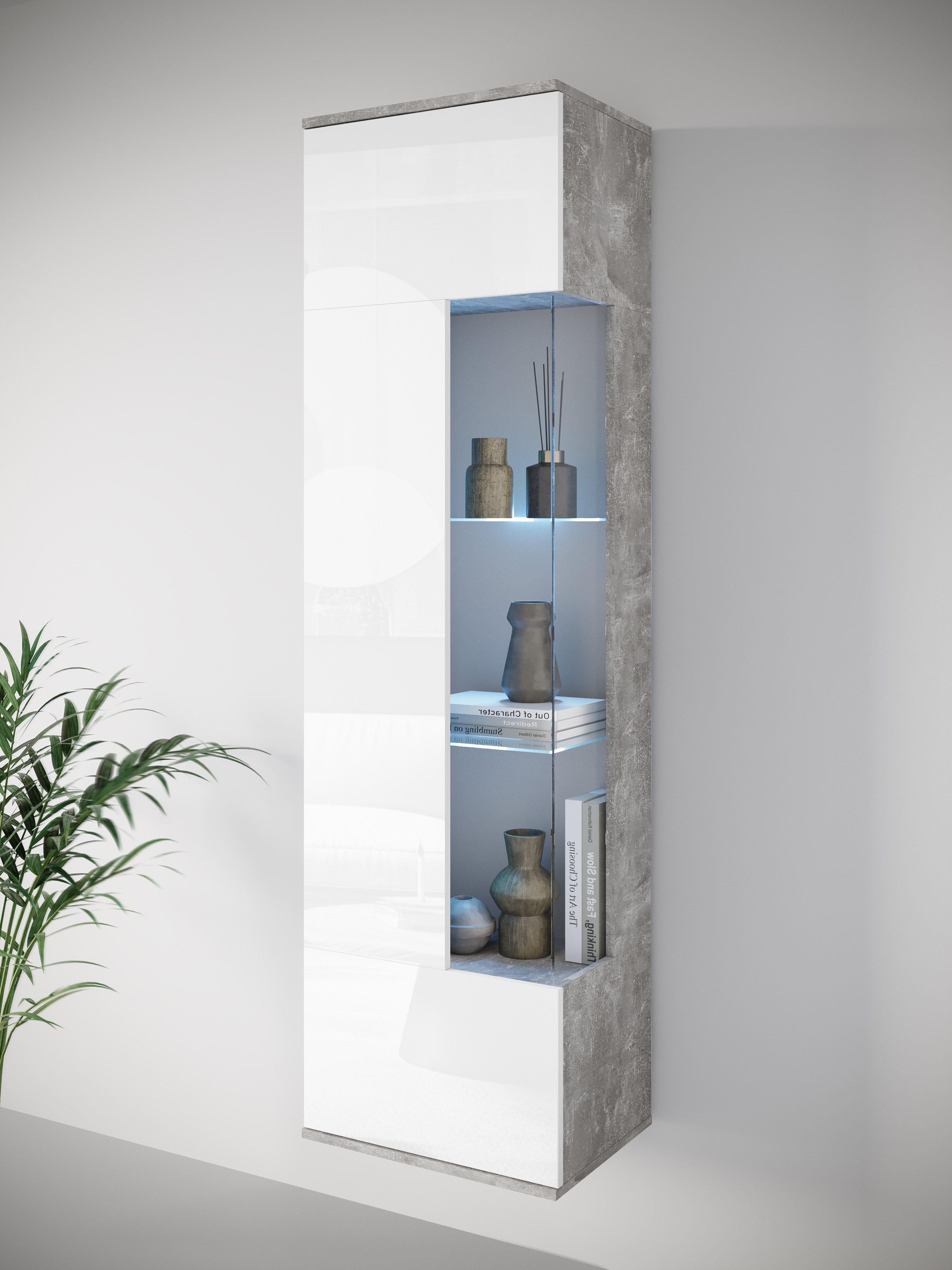 Vitrine Kenia, stehend und hängend, Türanschlag wechselbar
