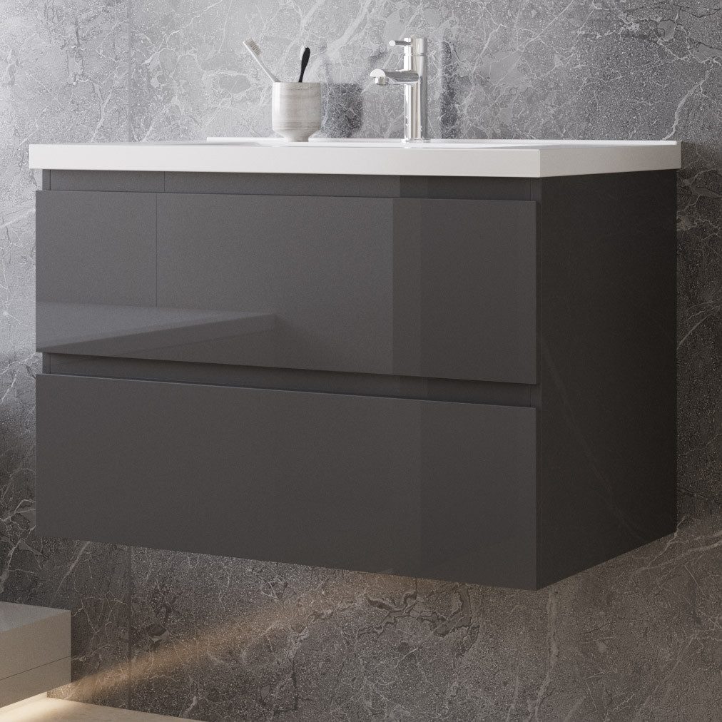 duschspa Waschtisch Badmöbel Set Waschbecken mit Unterschrank MDF, Beite 50 günstig online kaufen