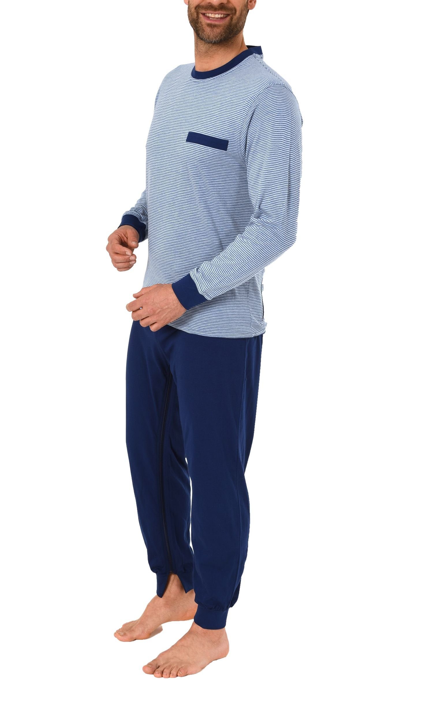 Normann Care Pyjama Herren Pflegeoverall langarm mit Reissverschluss am Rüc günstig online kaufen