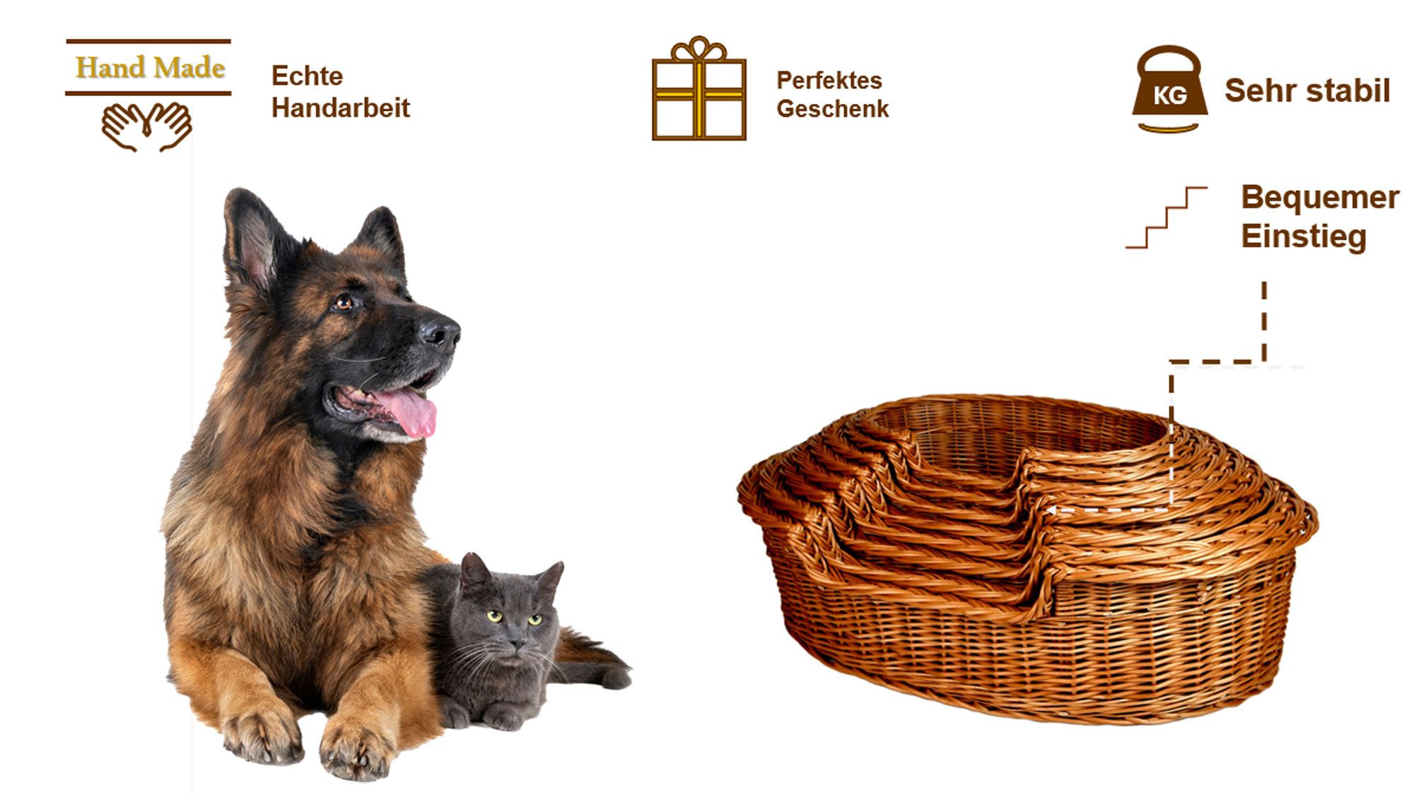 MyBer® Tierbett Katzenliege Hundeliege Katzenbett Hundebett Tier Sofa Liege Bett, aus Weide, Echte Handarbeit, hergestellt in EU, Tierliege in verschiedenen Grö – Bild 4 von 5