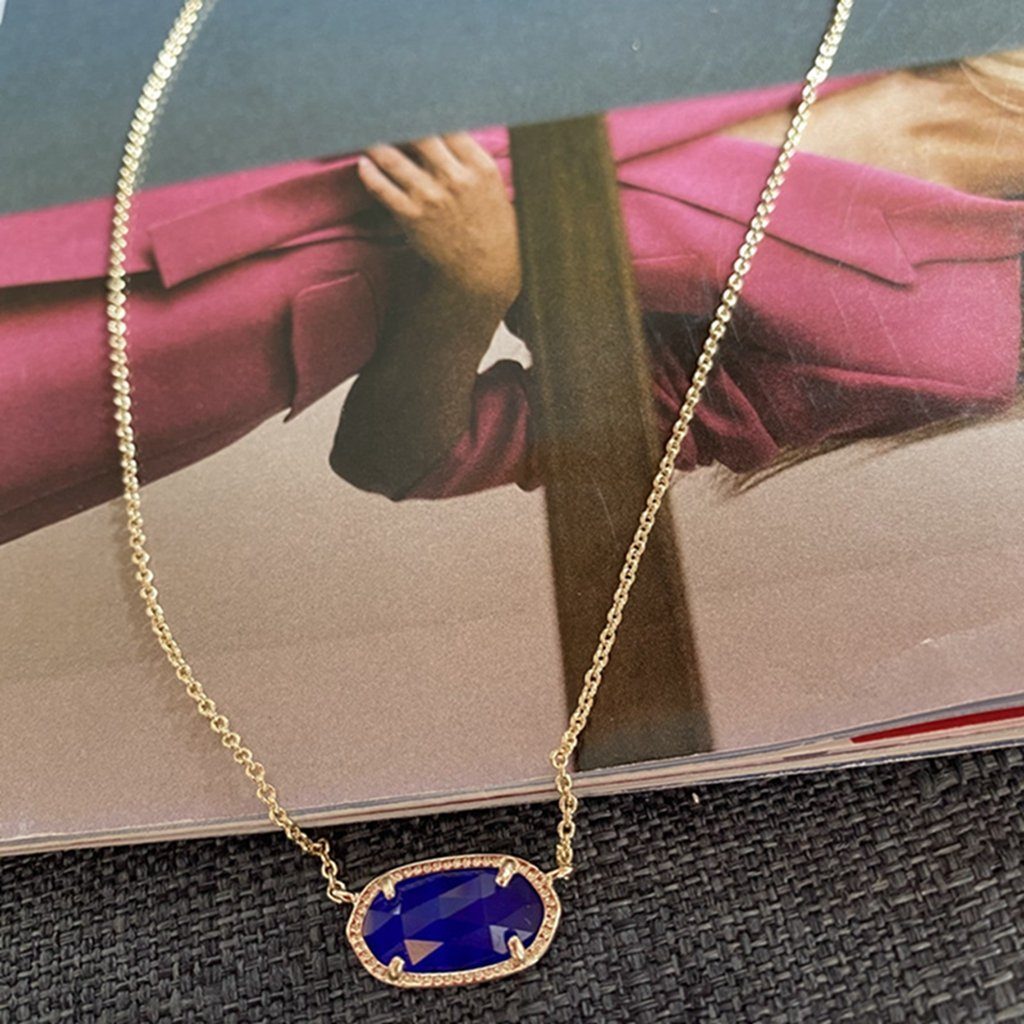 WaKuKa Charm-Kette Ovale aus Halskette (1-tlg) Weihnachtsgeschenk Frauen Stein, blauem für