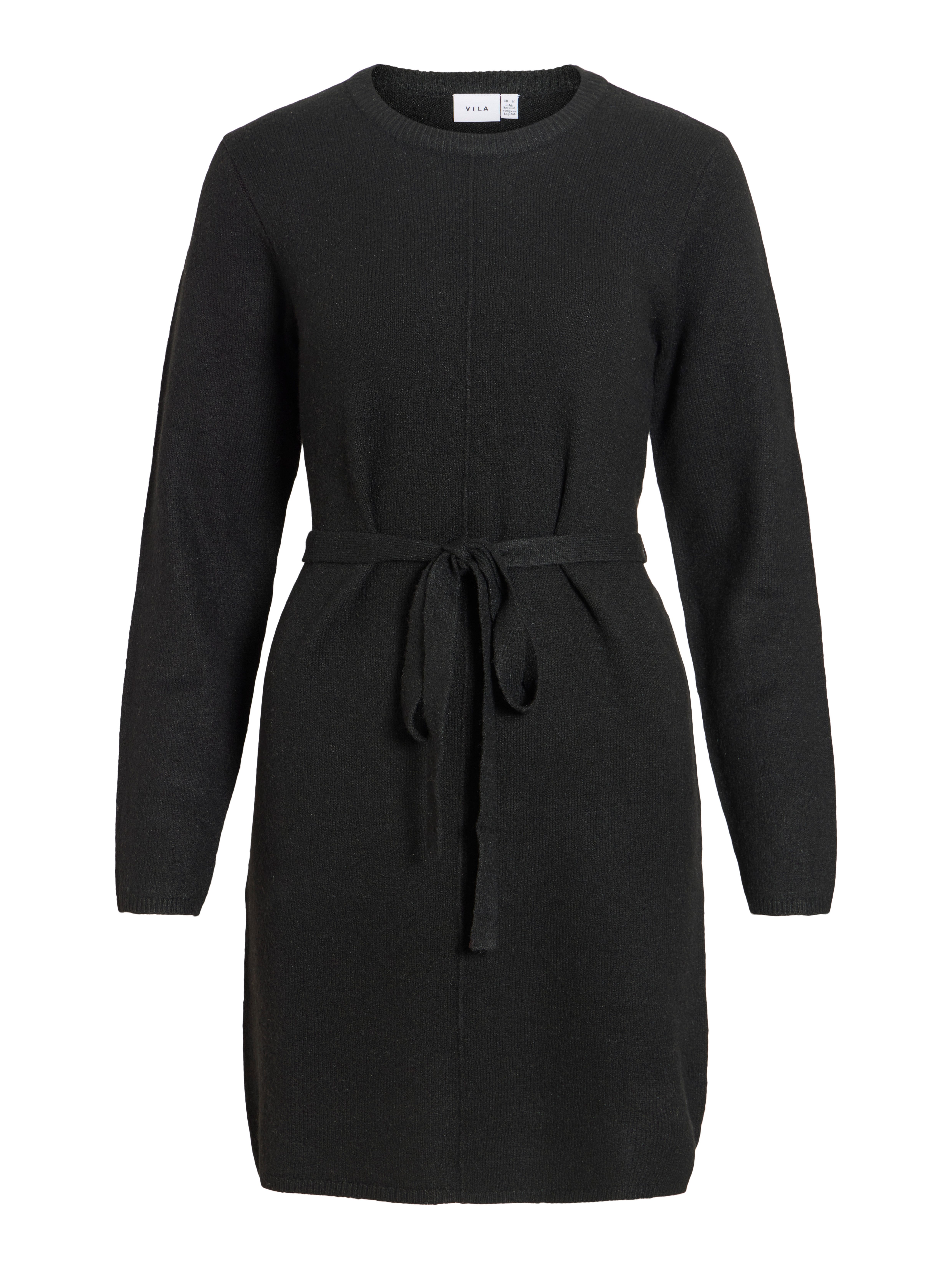 Vila Strickkleid VILIGA L/S O-NECK BELTED KNIT DRESS-NOOS Materialmix, normal geschnitten