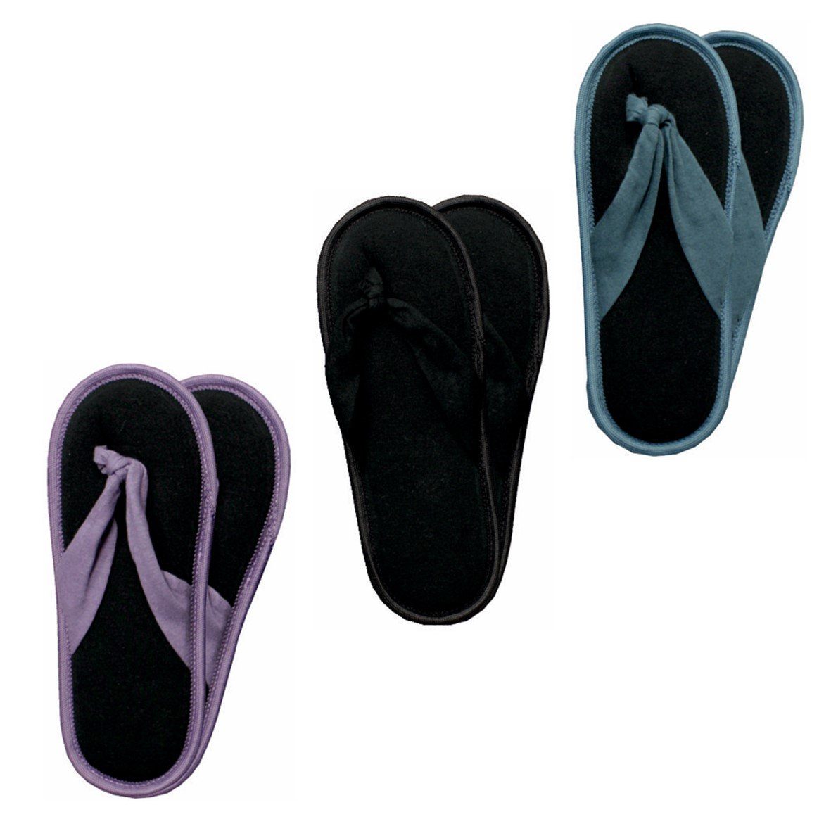 GAWILO Sommer Schlappen für als Ideal in Hausschuhe, (3 oder Pantoffeln Gäste grün, Herren auch & Zehentrenner schwarz für Paar) flieder Badelatschen & - Damen