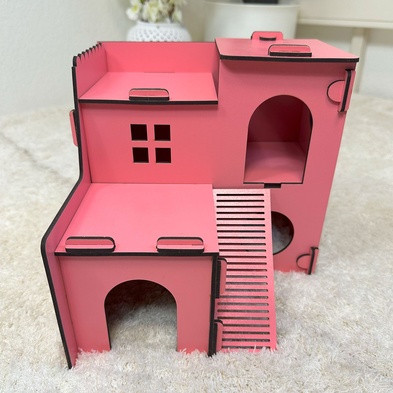 Jungengel Kleintierhaus Hamsterhaus Mäusehaus Holz Hamsterhütte Mäusehütte Tierhaus, 100% Holz, Einfache Montage, 23x21,5x21 cm, Robust & Langlebig