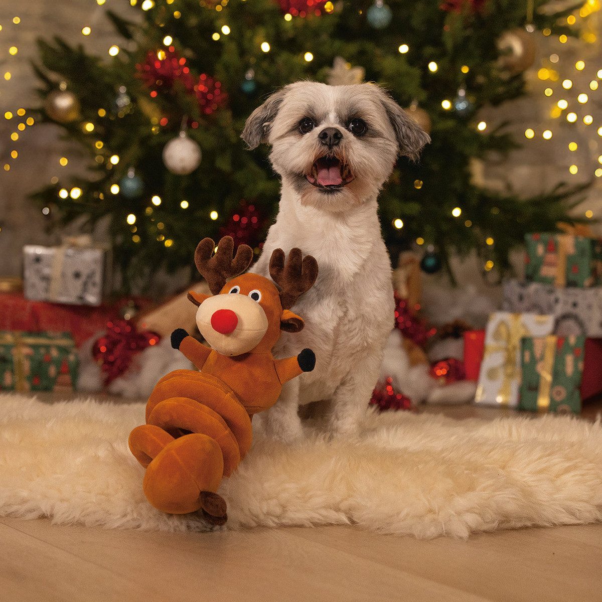 Beeztees Tierkuscheltier Hundespielzeug Rentier Spirale aus Plüsch günstig online kaufen