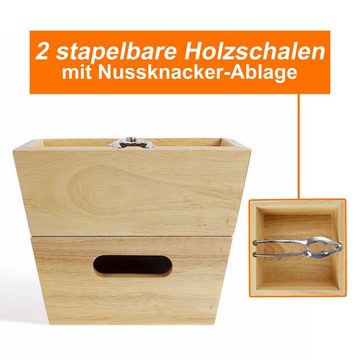 LIVOO Nussknacker LIVOO Nussknacker Set Nussschalen Edelstahl Nussbrecher Holzschale