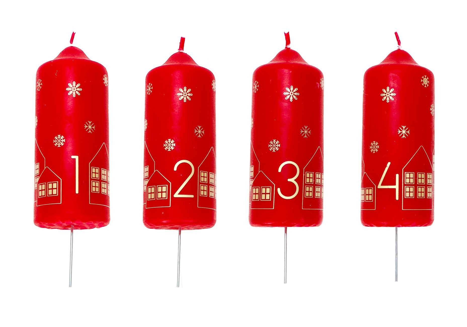 Bubble-Store Adventskerze 4-er Set Weihnachtskerzen, Adventskranzkerzen günstig online kaufen