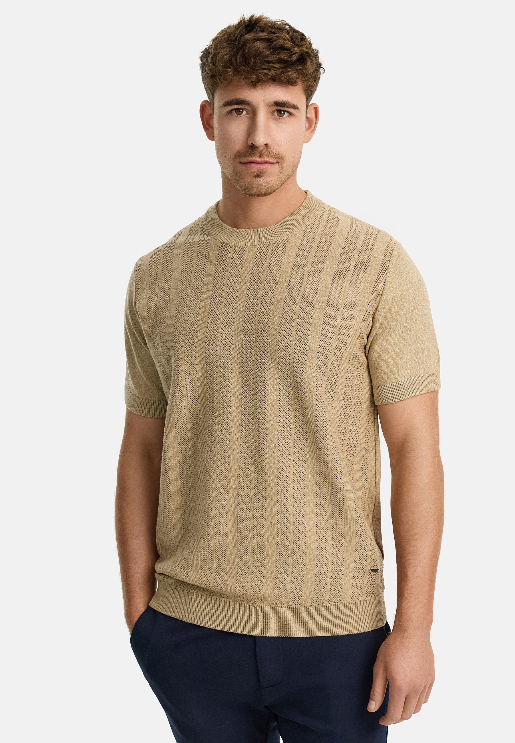 Indicode T-Shirt Herren INVarson Shirt Tee Herrenshirt mit vertikalem Stric günstig online kaufen