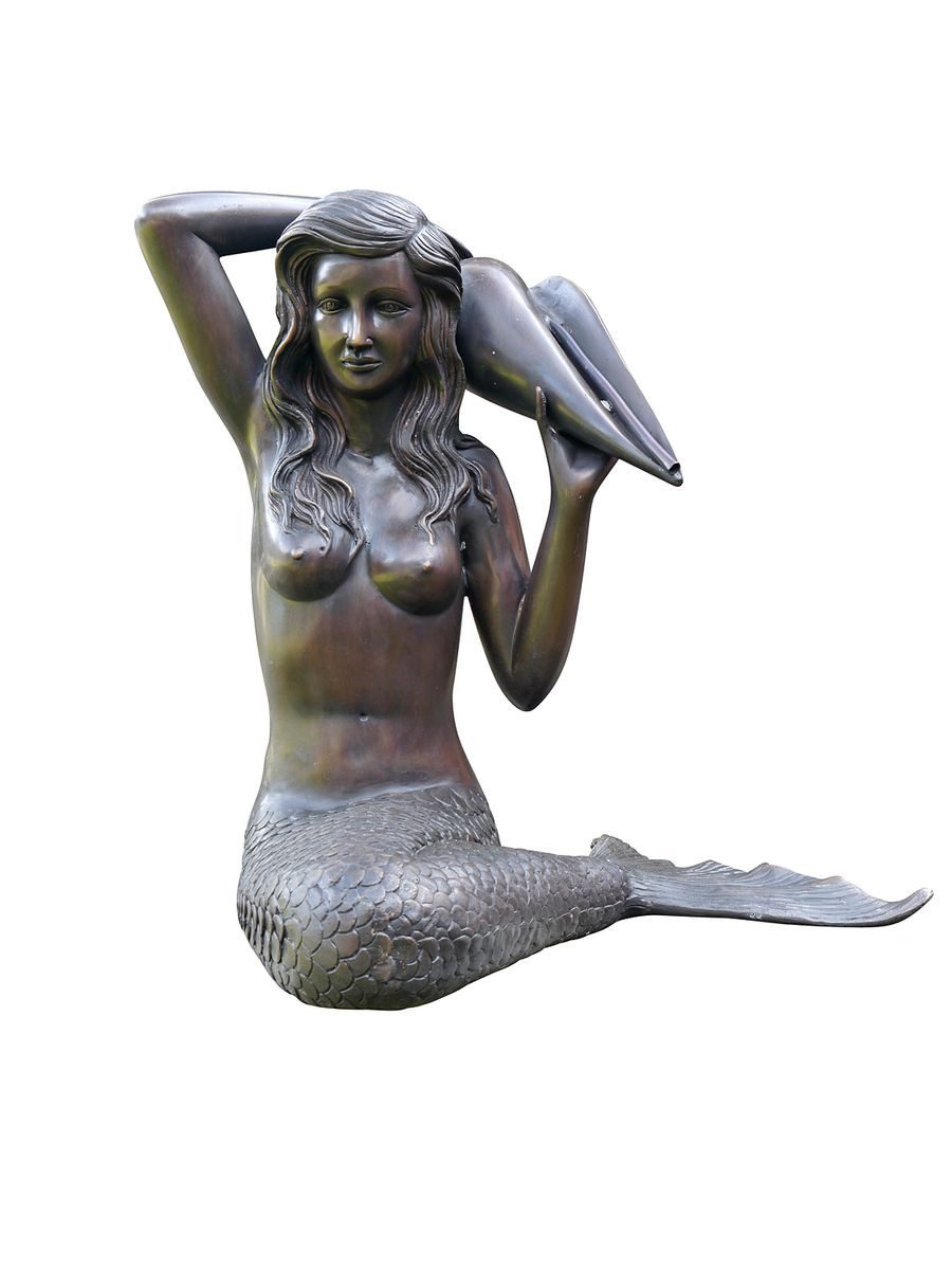 AFG Dekoobjekt Wasserspeier Wasserspiel Bronze Figur Meerjungfrau