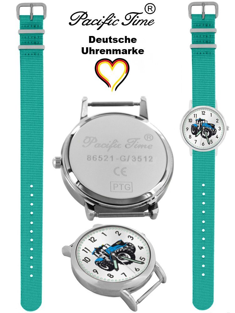 Kinder Versand Match Armbanduhr Design türkis Time Traktor Pacific Quarzuhr blau Wechselarmband, und Mix - Gratis