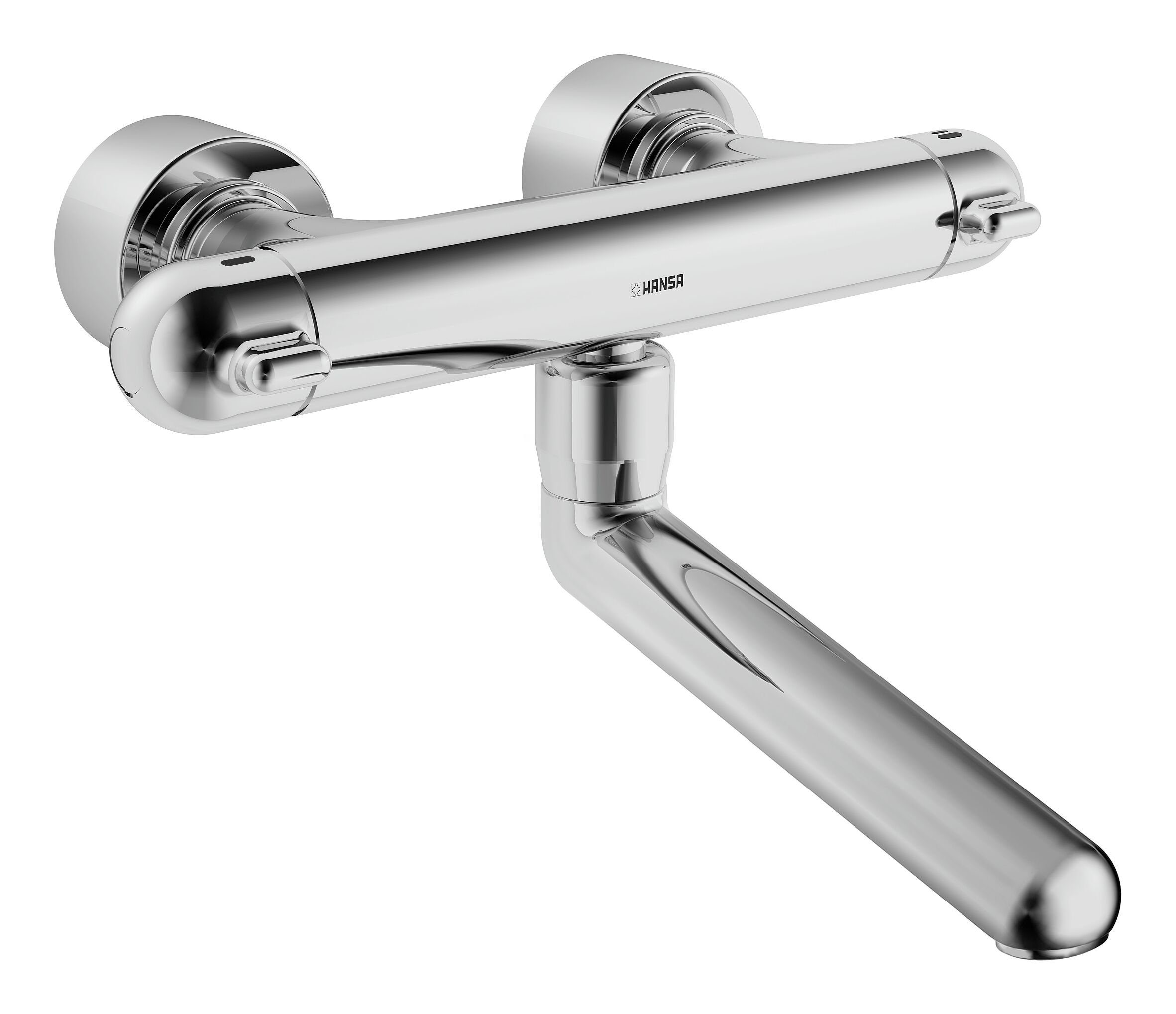 HANSA Waschtischarmatur Hansacare Thermostat-Wandbatterie f. Wandaufbau m. Verbrühschutz Ausladung