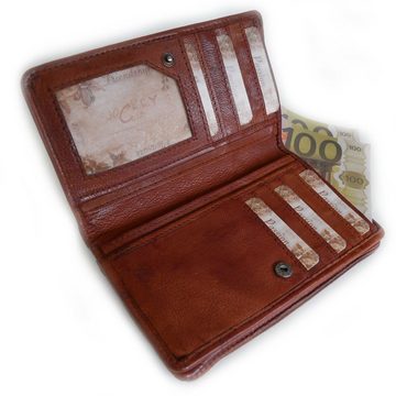 Geldbörse LILLY & LOU, 9 Kartenfächer, 1 tiefes Scheinfach, Münzfach mit Reißverschluss, Echtleder