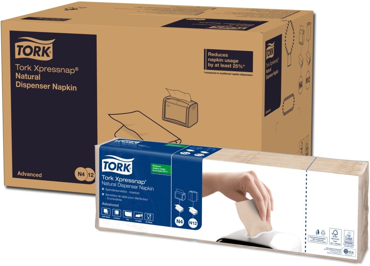 TORK Geschirr-Set Spenderservietten Xpressnap (N4-System) 33x21,3cm 1-lagig natur VE=8x5